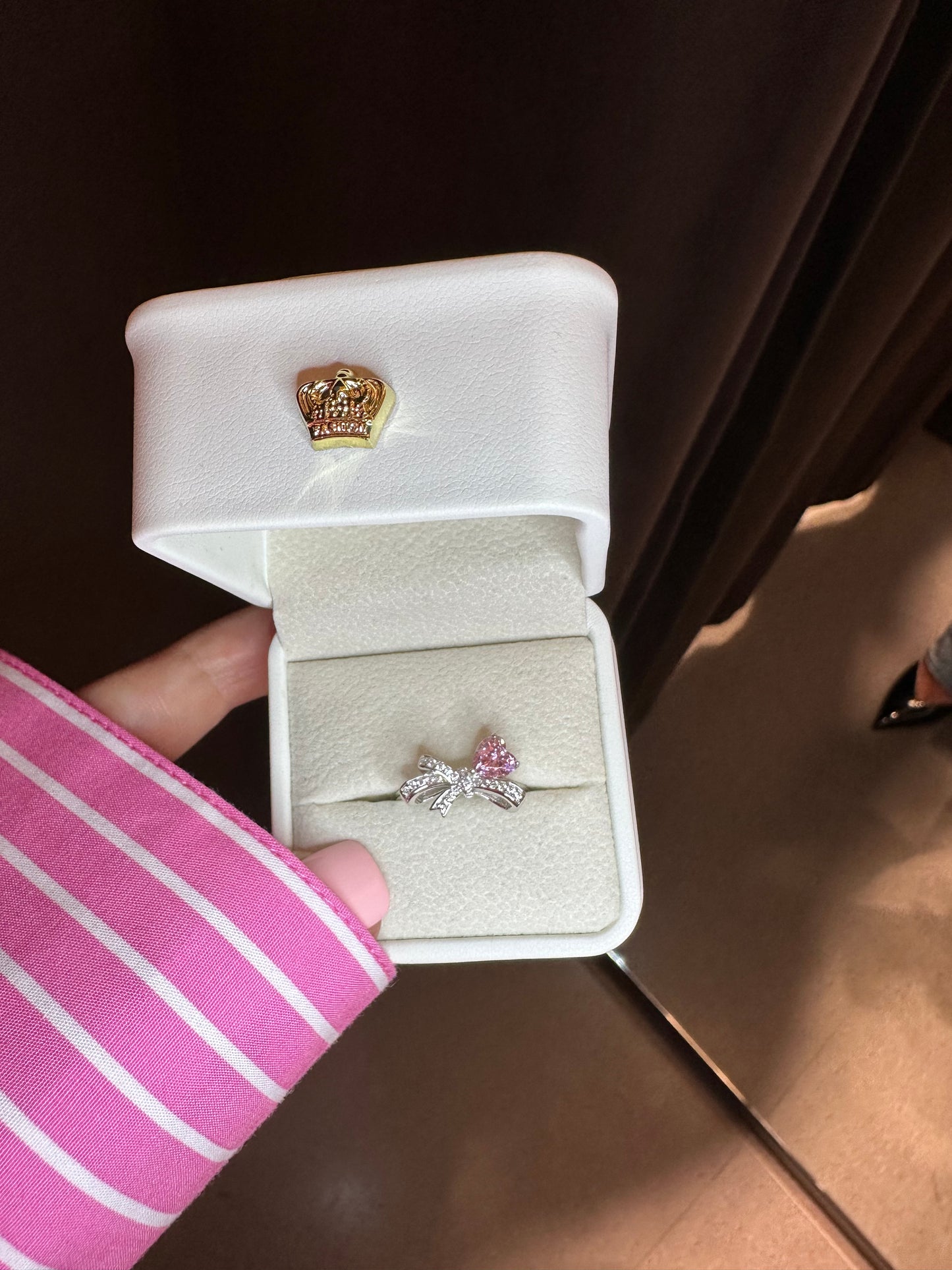 PINK "PRINCESS BOW" STERLING SILVER RING