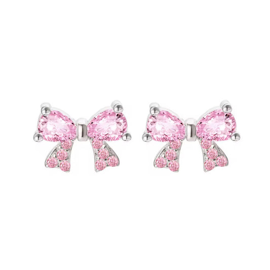 SPARKLING “PINK BOW” EARRINGS