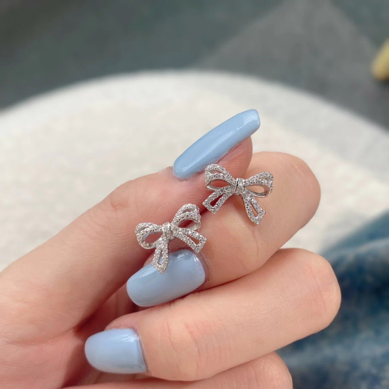 Sparkling Bow Stud Earrings