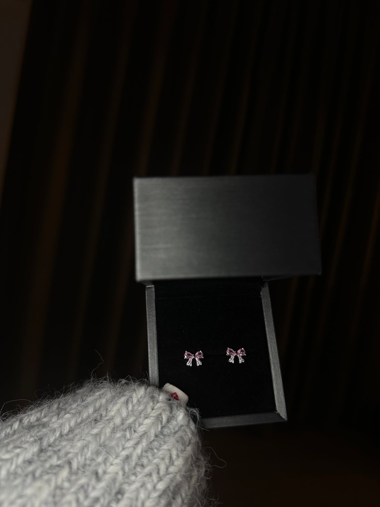 SPARKLING “PINK BOW” EARRINGS