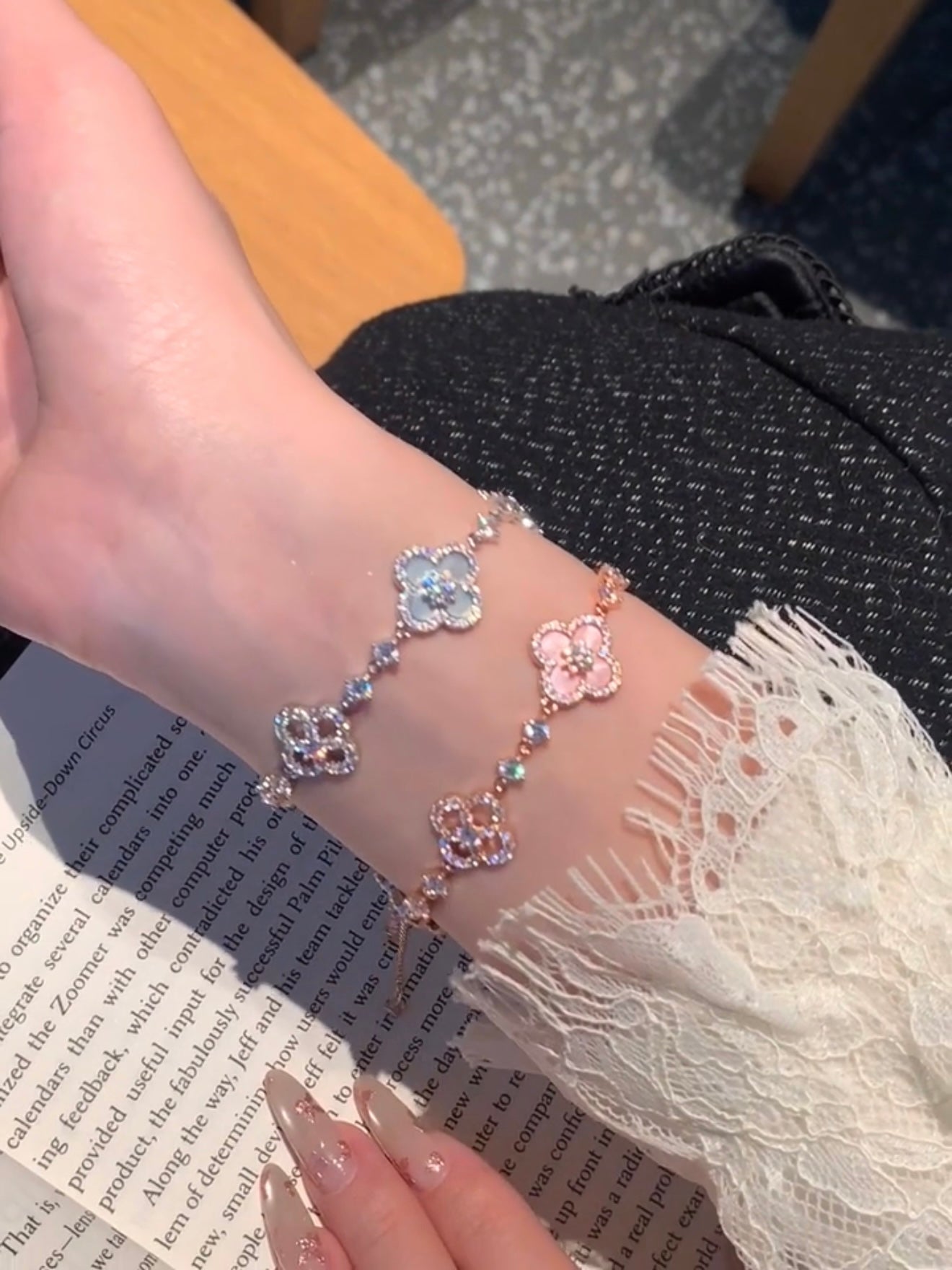 Silver Sakura Clover Bracelet