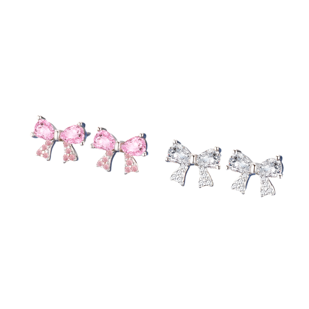 SPARKLING “PINK BOW” EARRINGS