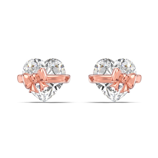 Pink Rose ‘’HEART BOW” Earrings