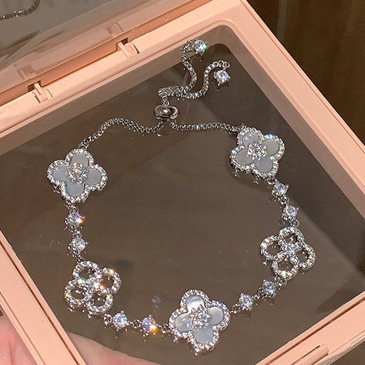 Silver Sakura Clover Bracelet