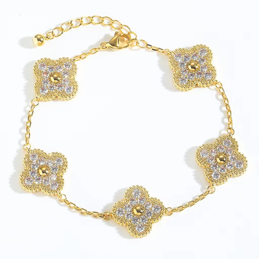 Gold Diamond Clover Bracelet