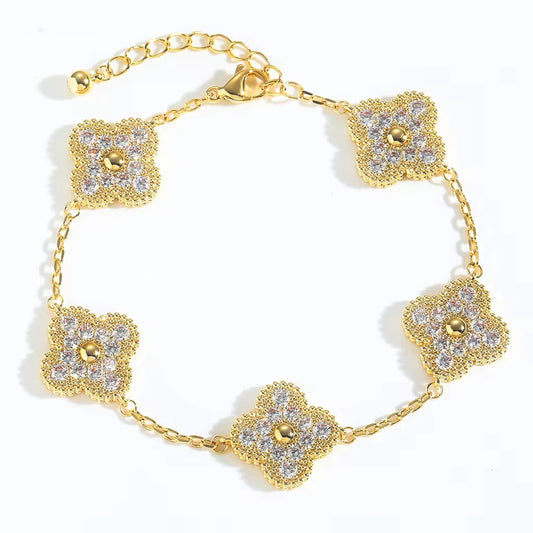 Gold Diamond Clover Bracelet