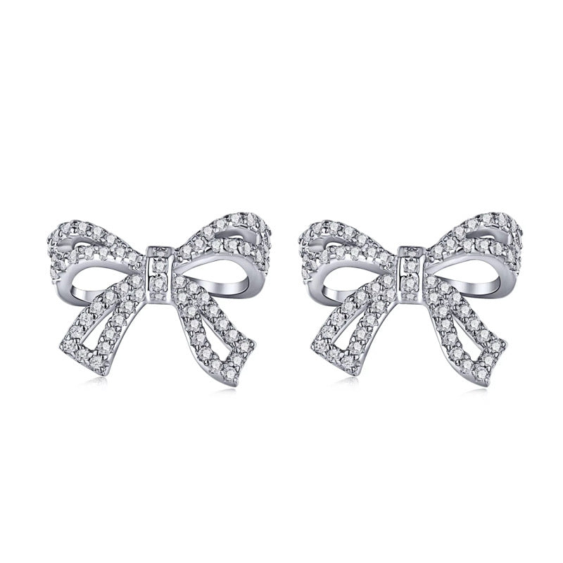 Sparkling Bow Stud Earrings