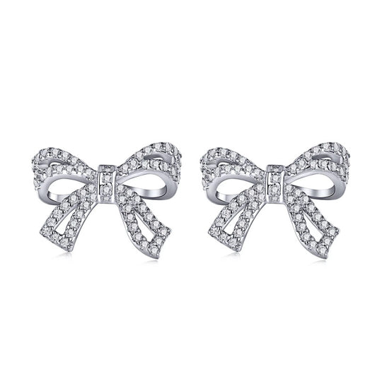 Sparkling Bow Stud Earrings