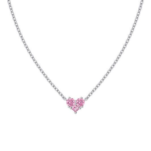 Triple Stone Heart Necklace
