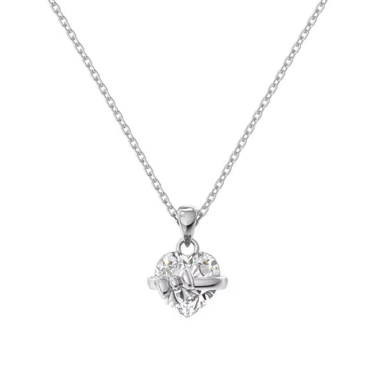 SILVER “HEART BOW” NECKLACE