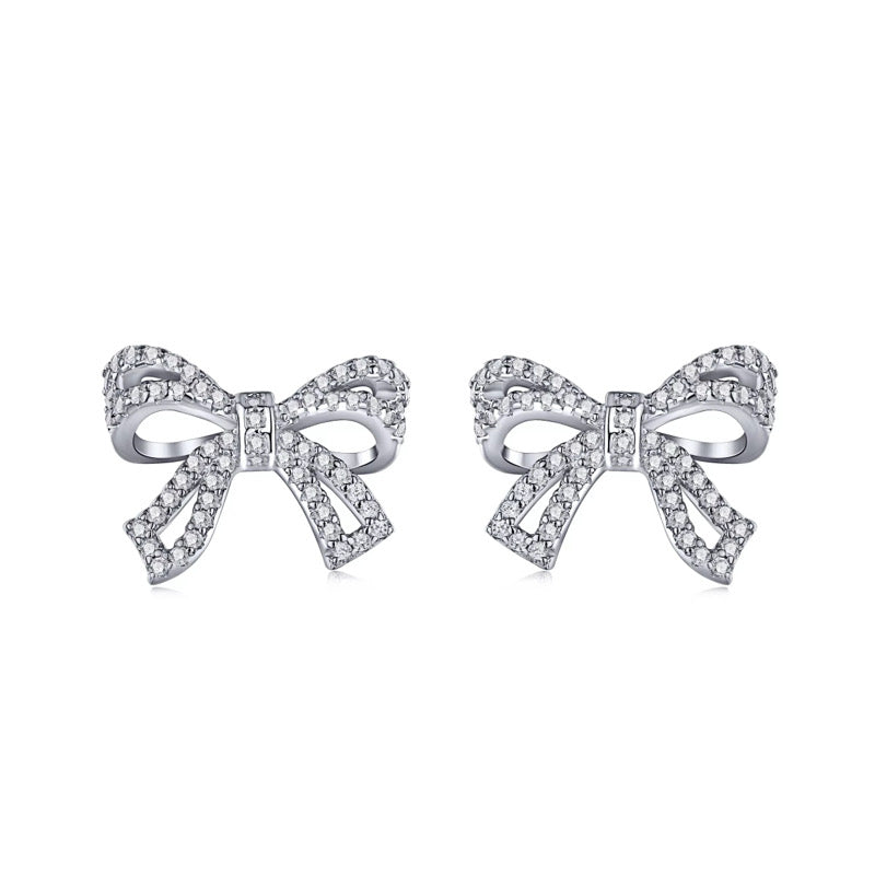 Sparkling Bow Stud Earrings